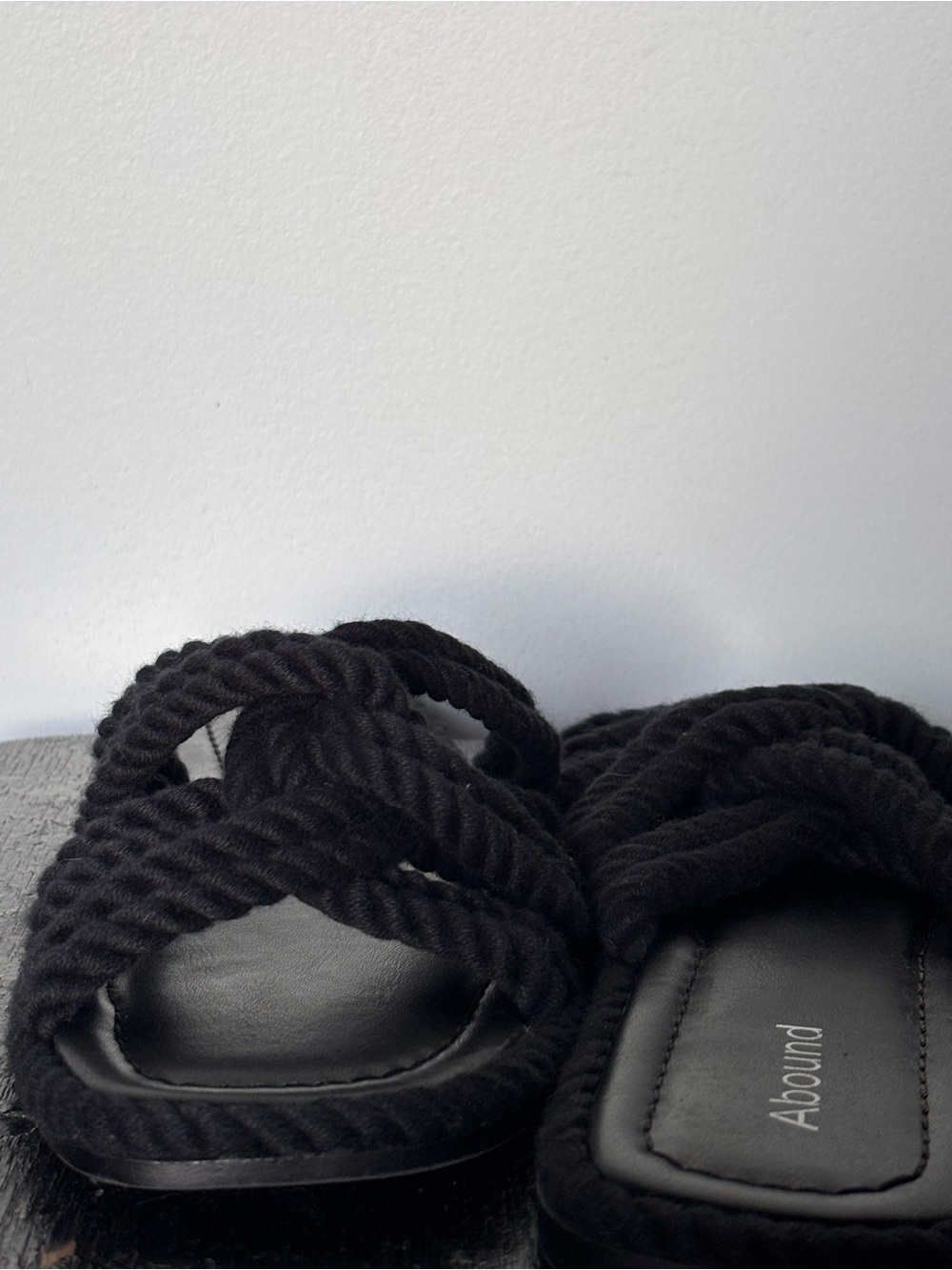 Abound Black Braided Rope Knot Slide Sandals W7 - Picture 5 of 7